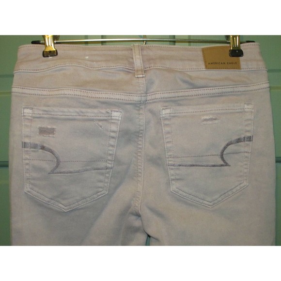 American Eagle Distressed Low Rise Light Purple Super Stretch Jegging Jeans Sz 2 - Picture 6 of 10